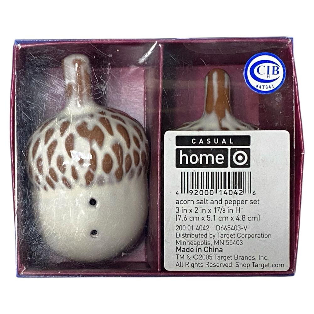 Target Casual Home Acorn Salt and Pepper Shakers Terra Cotta Clay Fall Decor MIB